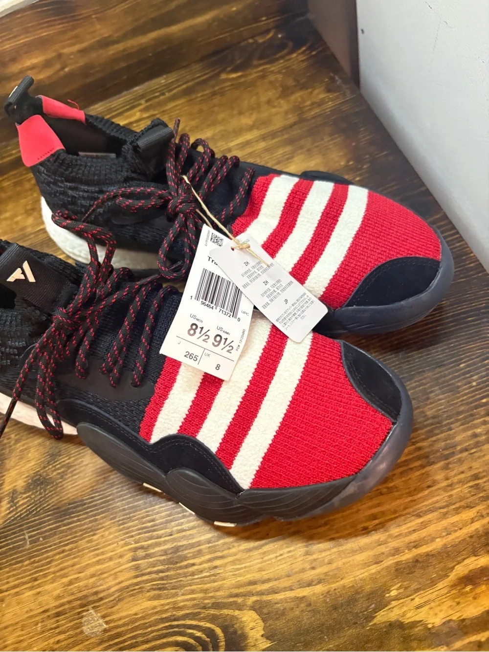Adidas Red And Black Tennis Shoes Men Size 8.5